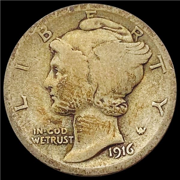 1916-D Mercury Dime LIGHTLY CIRCULATED