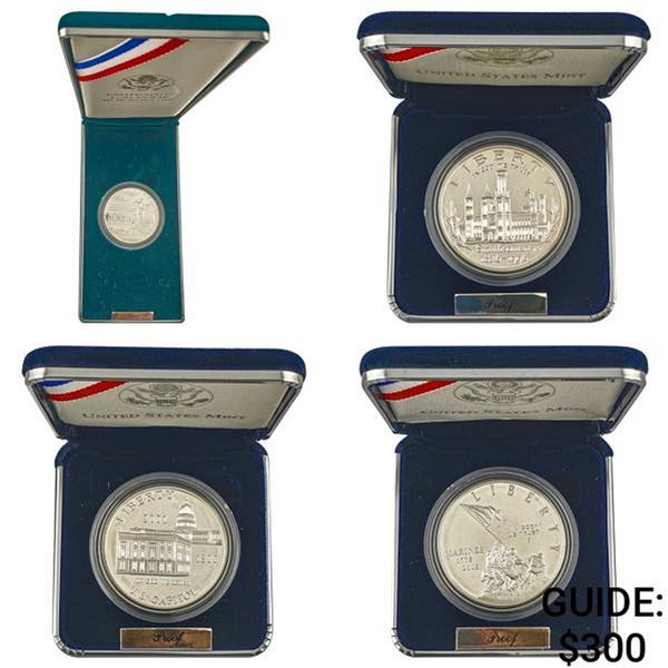 1991-2005 Varied US Commem. Silver Dollars [4 Coins]