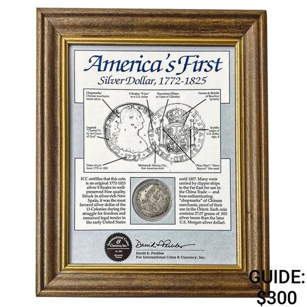 1810 8 Reales; America's First Silver Dollar ICC Cert