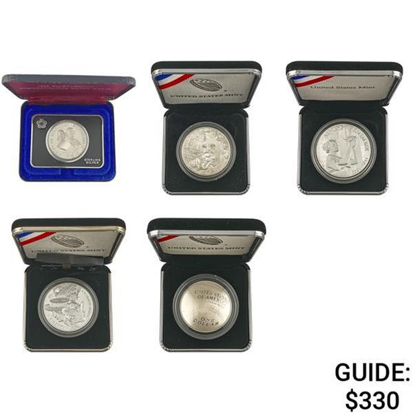 1973-2020 Varied US Commem Silver Dollars [5 Coins]