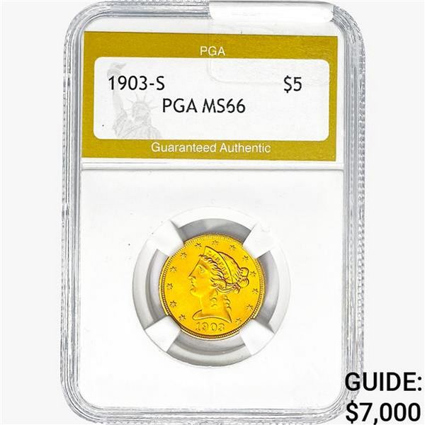 1903-S $5 Gold Half Eagle PGA MS66