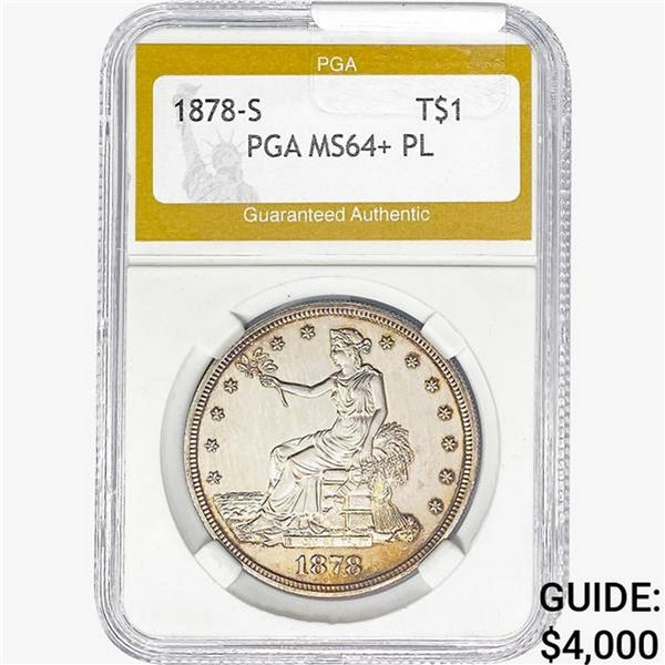 1878-S Silver Trade Dollar PGA MS64+ PL