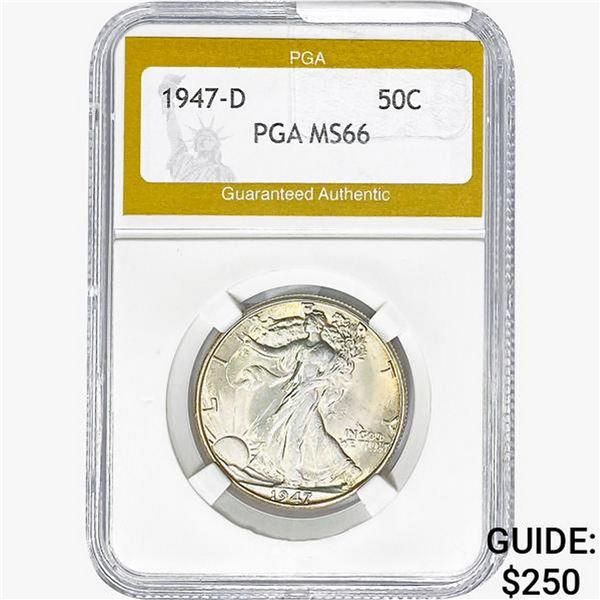 1947-D Walking Liberty Half Dollar PGA MS66