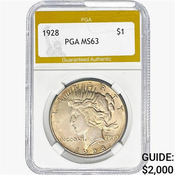 1928 Silver Peace Dollar PGA MS63