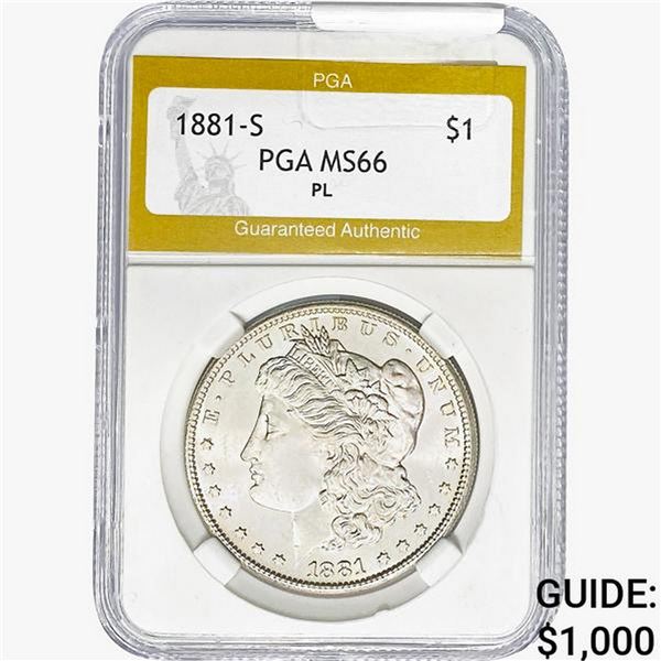 1881-S Morgan Silver Dollar PGA MS66 PL