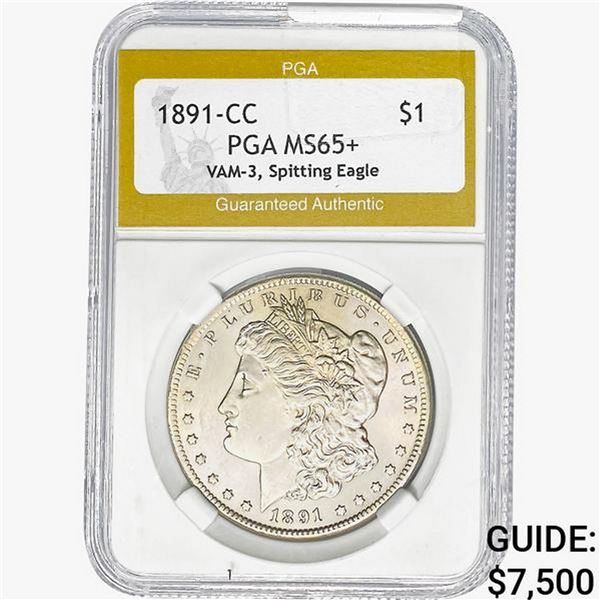 1891-CC Morgan Silver Dollar PGA MS65+ VAM-3, Spit Eagle