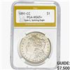 Image 1 : 1891-CC Morgan Silver Dollar PGA MS65+ VAM-3, Spit Eagle