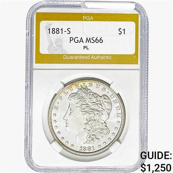 1881-S Morgan Silver Dollar PGA MS66 PL