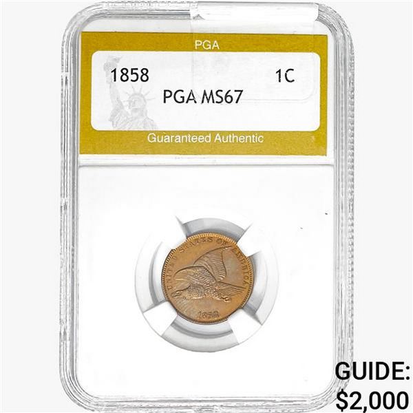 1858 Flying Eagle Cent PGA MS64 RB