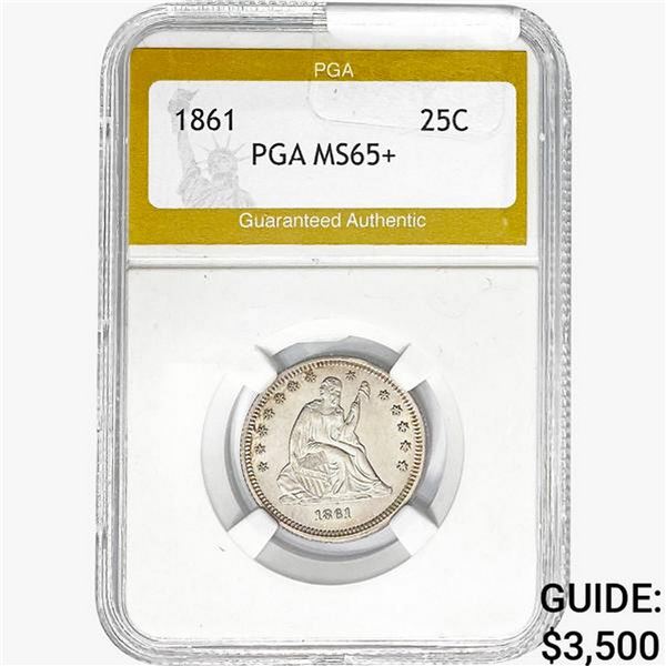 1861 Seated Liberty Quarter PGA MS65+