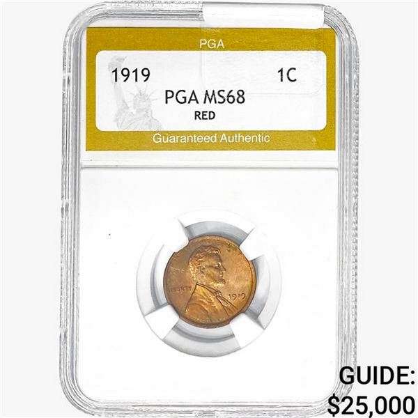 1919 Wheat Cent PGA MS68 RED