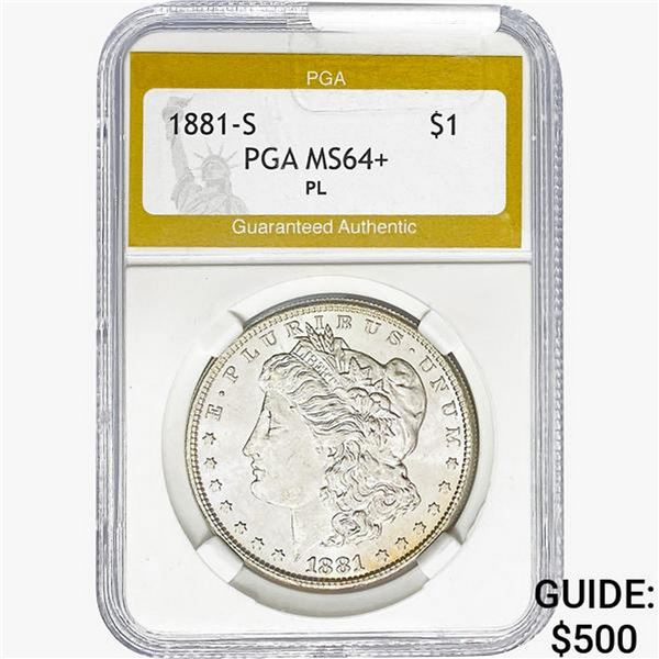 1881-S Morgan Silver Dollar PGA MS64+ PL