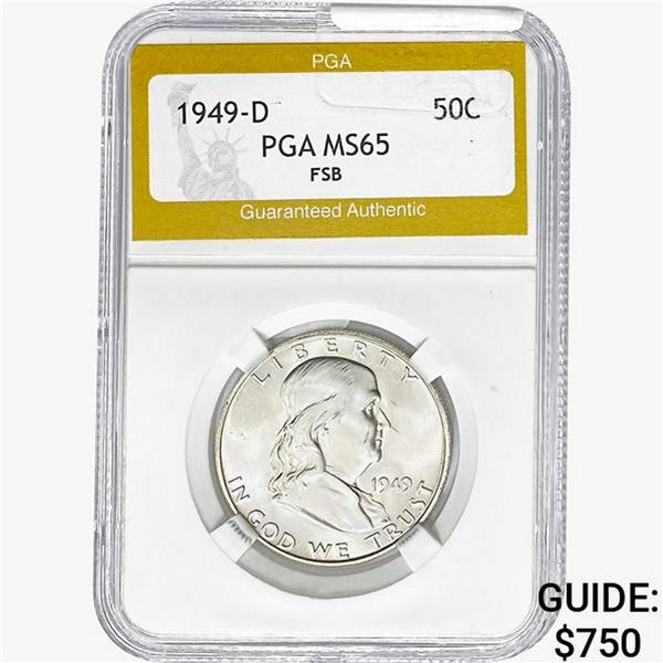 1949-D Franklin Half Dollar PGA MS65 FSB