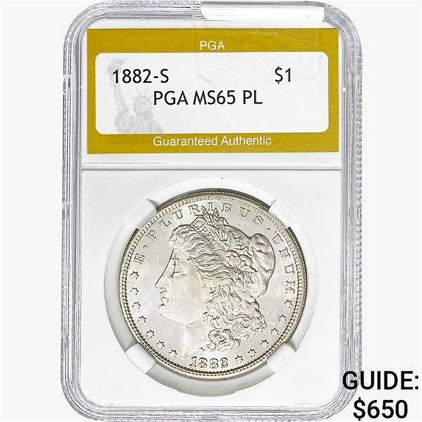 1882-S Morgan Silver Dollar PGA MS65 PL