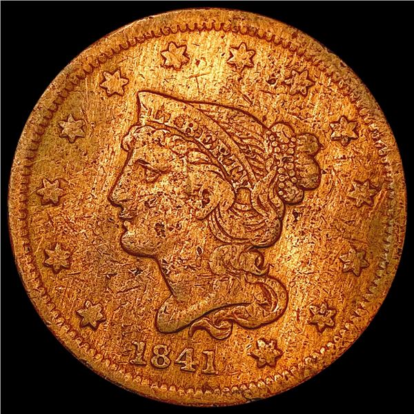 1841 Braided Hair Cent LIGHTLY CIRCULATED
