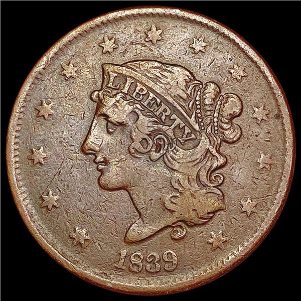 1839 Coronet Head Large Cent LIGHTLY CIRCULATED