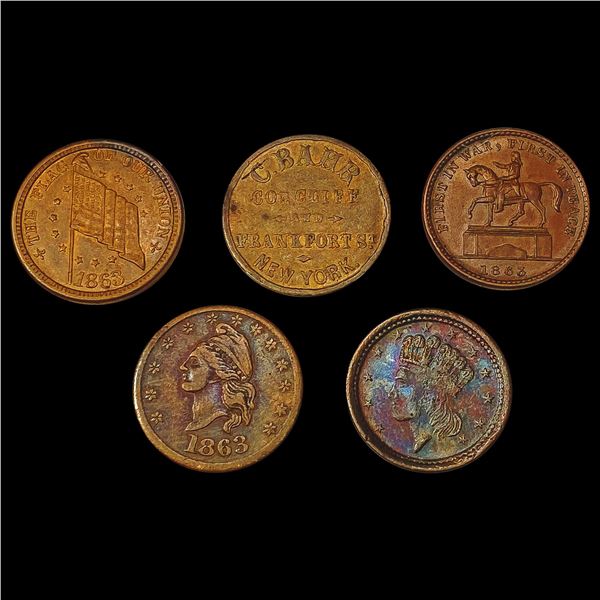 1863 [5] Civil War Tokens CIRC