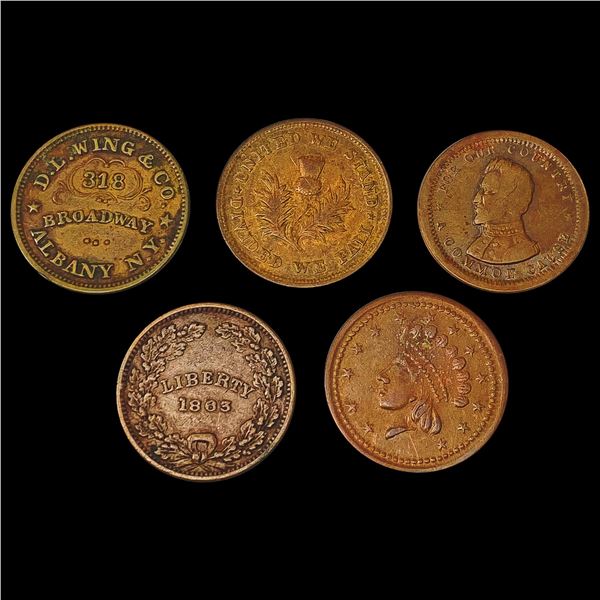1863 [5] Civil War Tokens CIRC