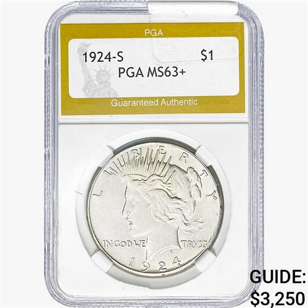 1924-S Silver Peace Dollar PGA MS63+