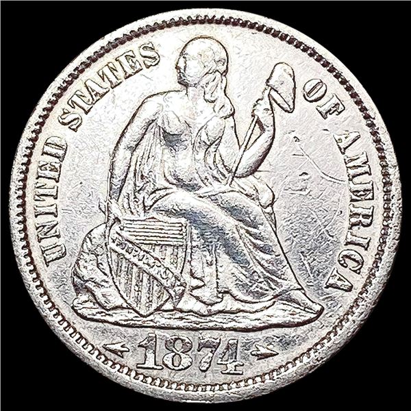 1874 Arrows Seated Liberty Dime CLOSELY UNCIRCULATED