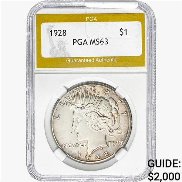 1928 Silver Peace Dollar PGA MS63