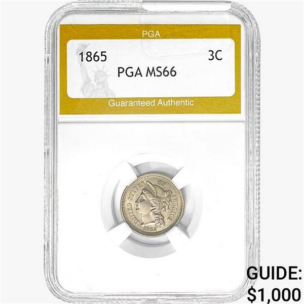 1865 Nickel Three Cent PGA MS66