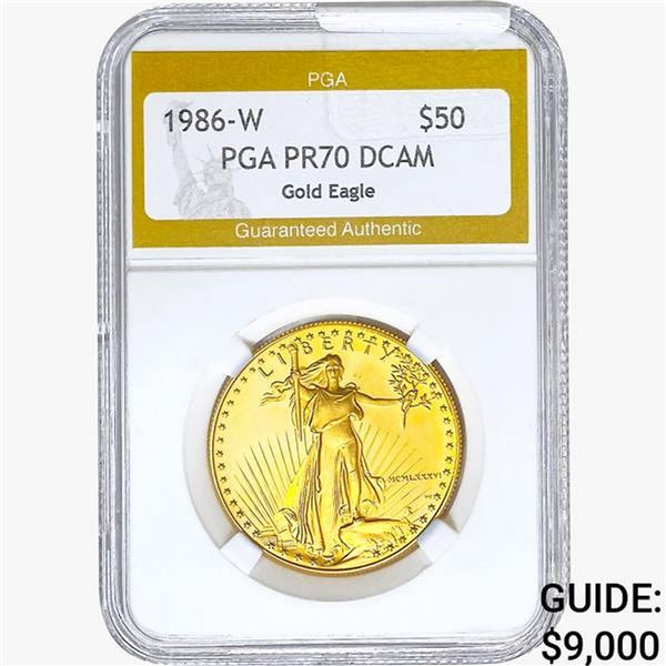1986-W 1oz $50 AGE PGA PR70 DCAM