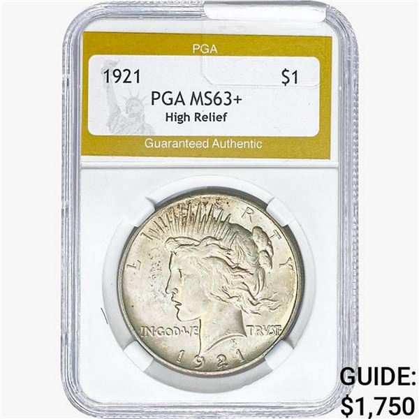 1921 Silver Peace Dollar PGA MS63+ HR