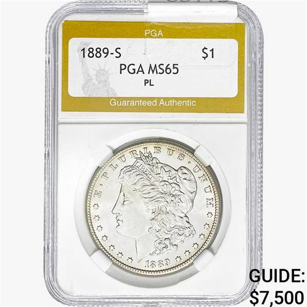 1889-S Morgan Silver Dollar PGA MS65 PL