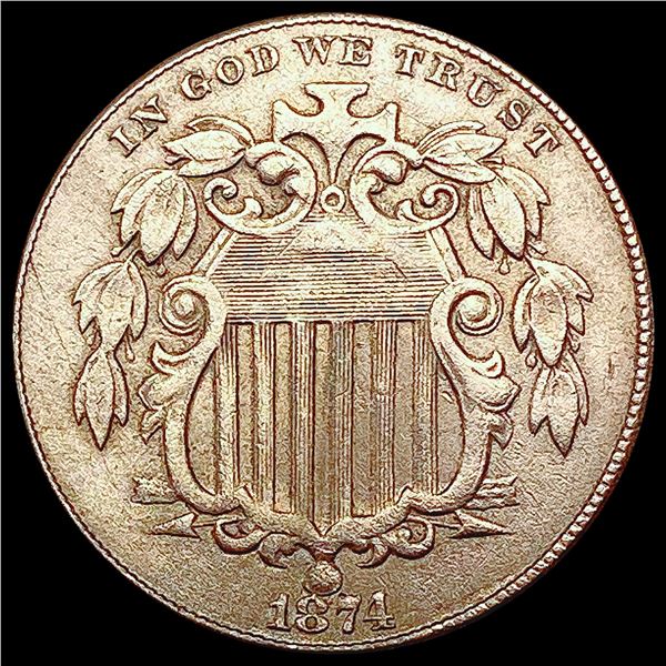 1874 Shield Nickel CLOSELY UNCIRCULATED