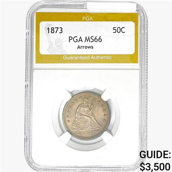 1873 Seated Liberty Quarter PGA MS66 Arrows