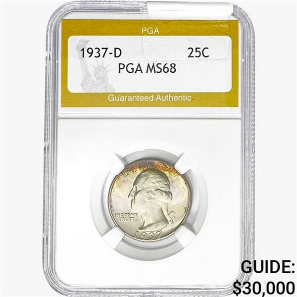 1937-D Washington Silver Quarter PGA MS68