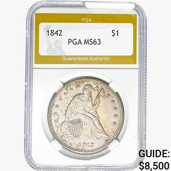 1842 Seated Liberty Dollar PGA MS63