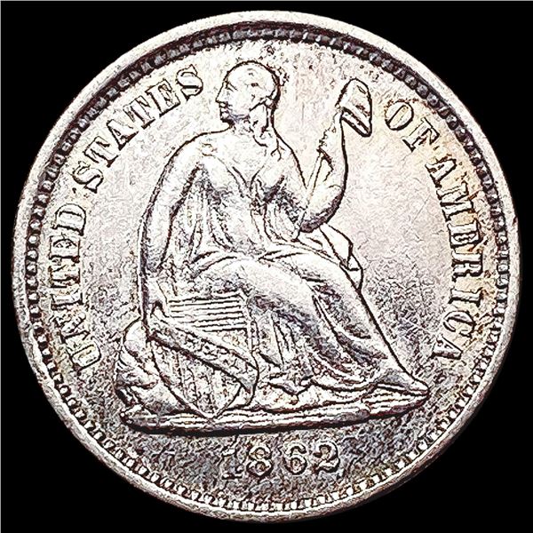 1862 Seated Liberty Half Dime CHOICE AU