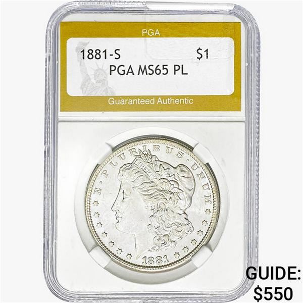 1881-S Morgan Silver Dollar PGA MS65 PL