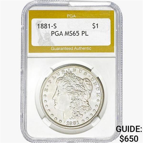1881-S Morgan Silver Dollar PGA MS65 PL