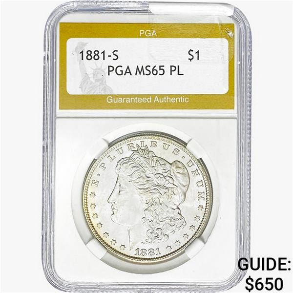 1881-S Morgan Silver Dollar PGA MS65 PL