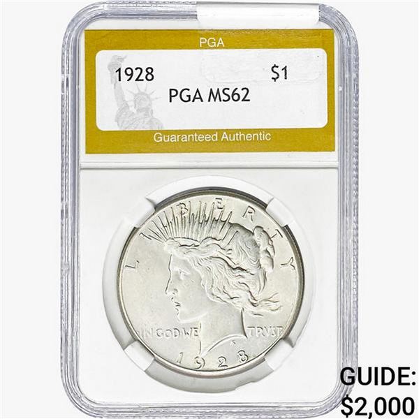 1928 Silver Peace Dollar PGA MS62