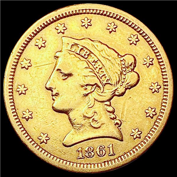 1861 $2.50 Gold Quarter Eagle LIGHTLY CIRCULATED