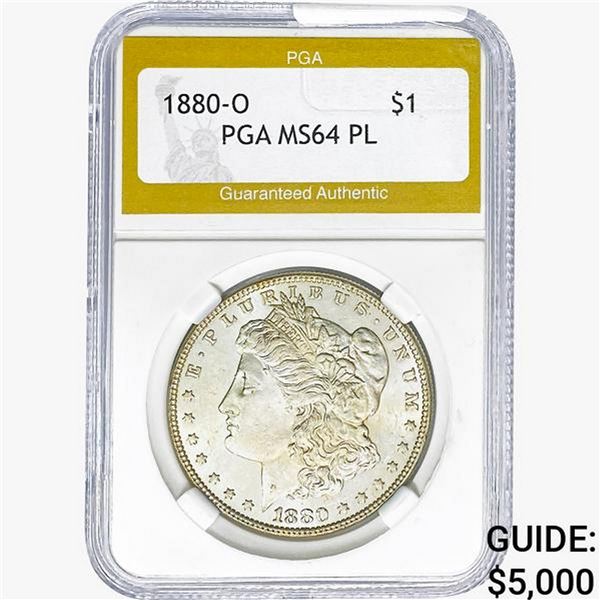 1880-O Morgan Silver Dollar PGA MS64 PL