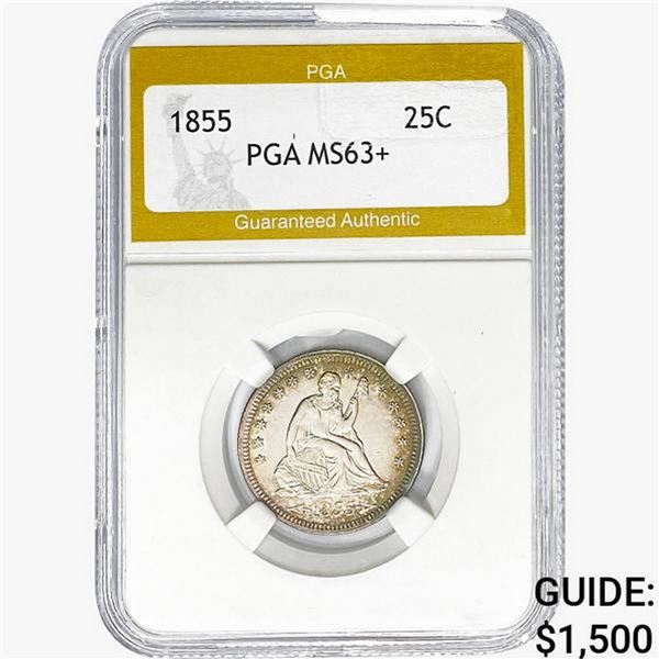 1855 Seated Liberty Quarter PGA MS63+