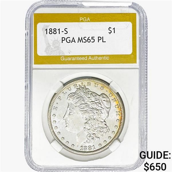1881-S Morgan Silver Dollar PGA MS65 PL
