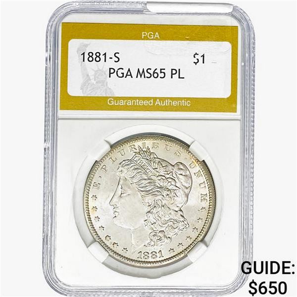 1881-S Morgan Silver Dollar PGA MS65 PL