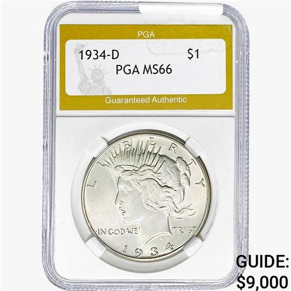 1934-D Silver Peace Dollar PGA MS66