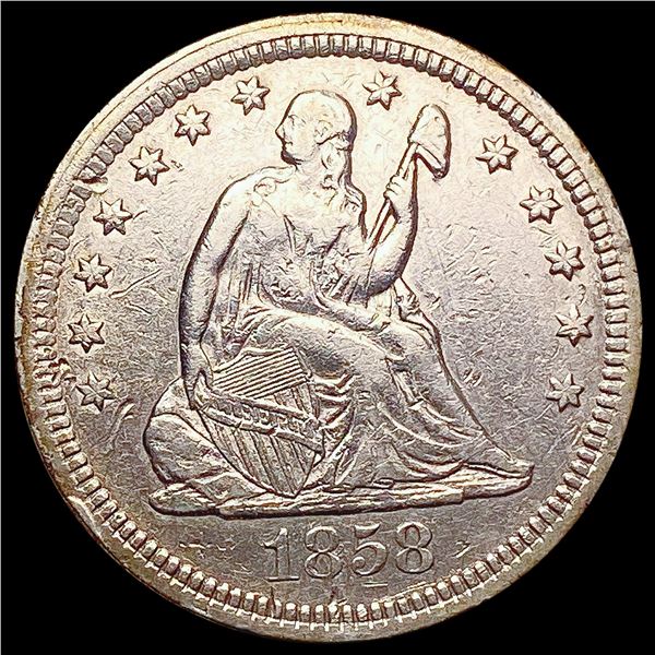 1858 Seated Liberty Quarter NEARLY UNCIRCULATED