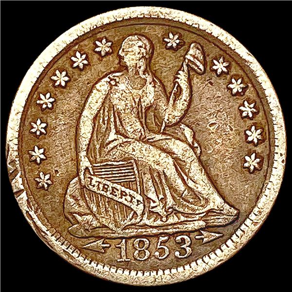 1853-O Arrows Seated Liberty Half Dime ABOUT UNCIRCULATED