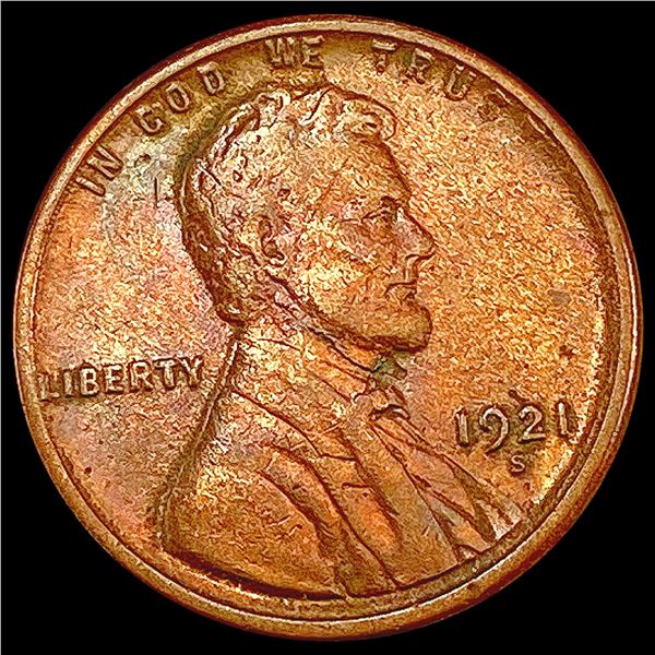 1921-S Wheat Cent CHOICE AU