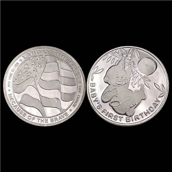 [2] 1oz Silver Rounds GEM PROOF