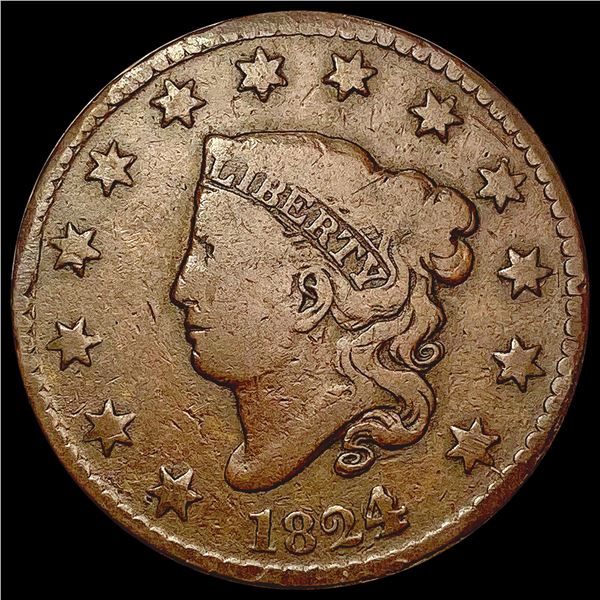 1824/2 Coronet Head Large Cent ABOUT UNCIRCULATED