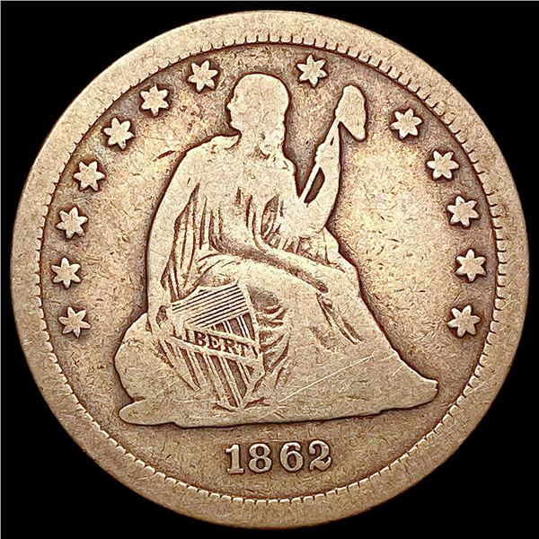1862-S Seated Liberty Quarter NICELY CIRCULATED